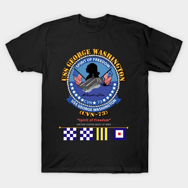 USS George Washington w Signal Flags T-Shirt by twix123844